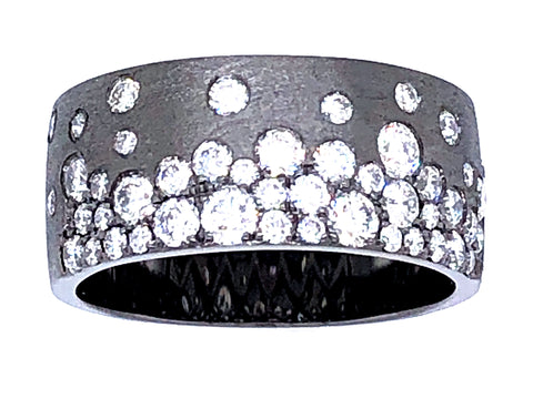14k Black Gold Diamond Snowfall Dinner Ring