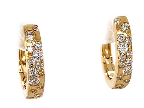 14k Yellow Gold Snowfall Huggie Earrings