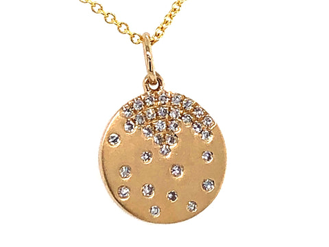 14K Yellow Gold Diamond Snowfall Pendant