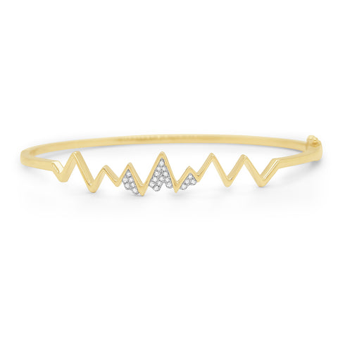 14k Yellow Gold Diamond Mountain Bangle