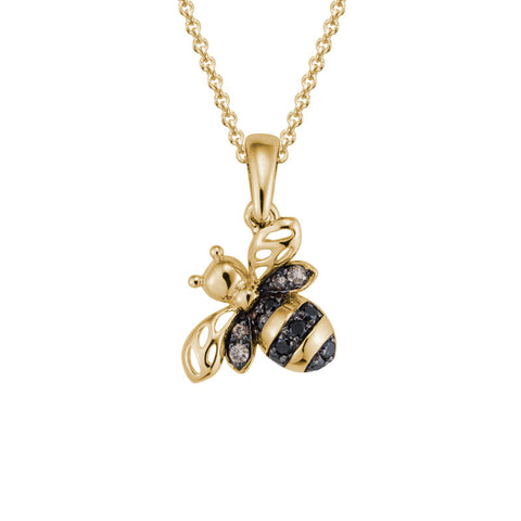 14k Yellow Gold Diamond Bumble Bee Pendant