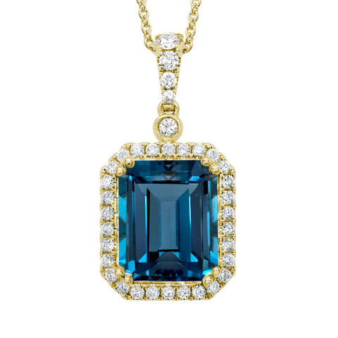 14k Yellow Gold London Blue Topaz Pendant