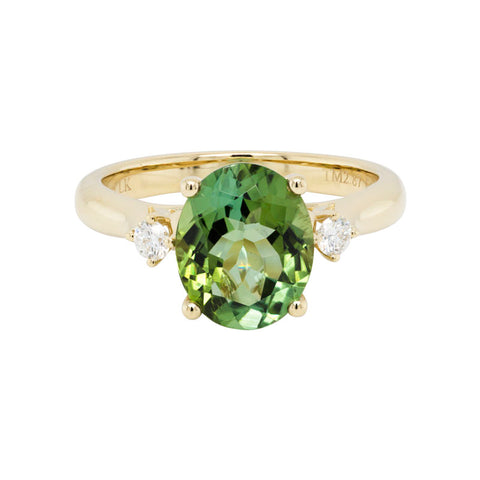 14k Yellow Gold Green Tourmaline Dinner Ring