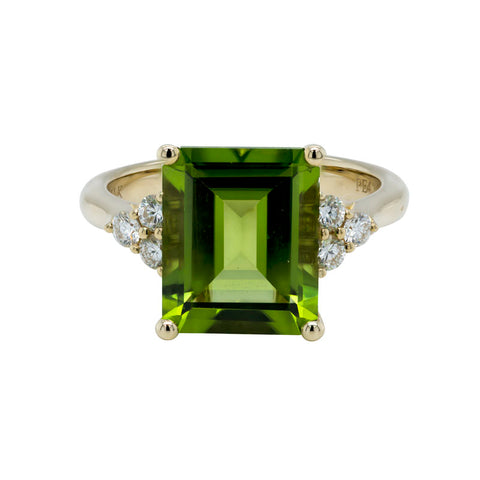 14k Yellow Gold Peridot Dinner Ring