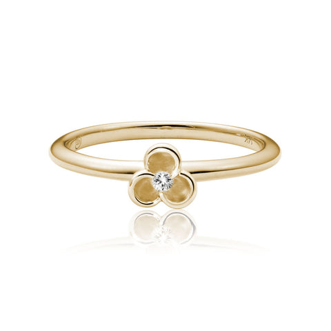 14k Yellow Gold Diamond Orchid Stacker Ring