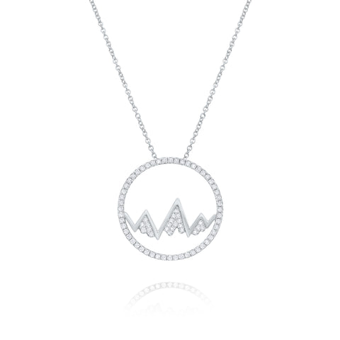 14k White Gold Diamond Snow Capped Mountain Necklace
