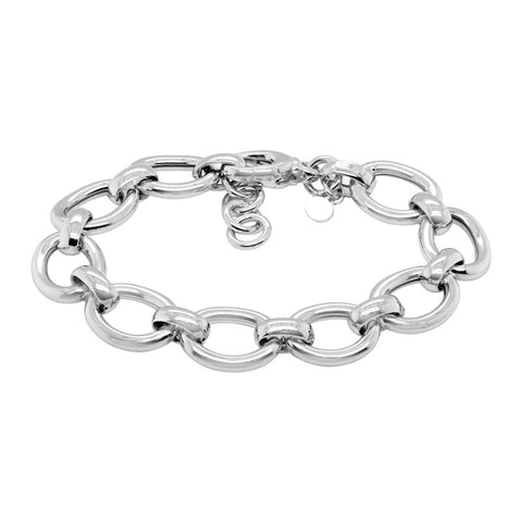 Sterling Silver Hollow Oval Infinity Link Bracelet