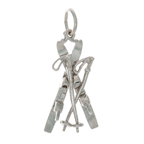 Sterling Silver Crossed Skis and Poles Charm