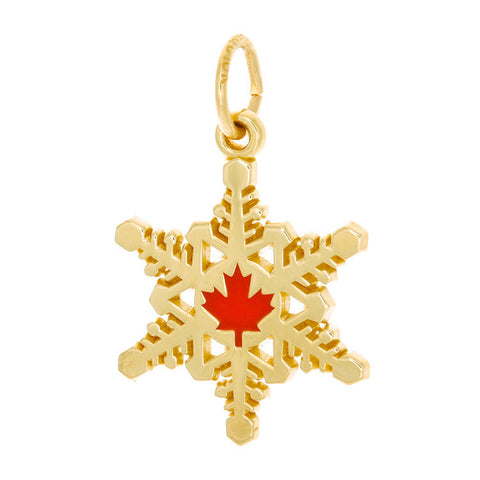 10k Yellow Gold Canadian Maple Leaf Snowflake Charm
