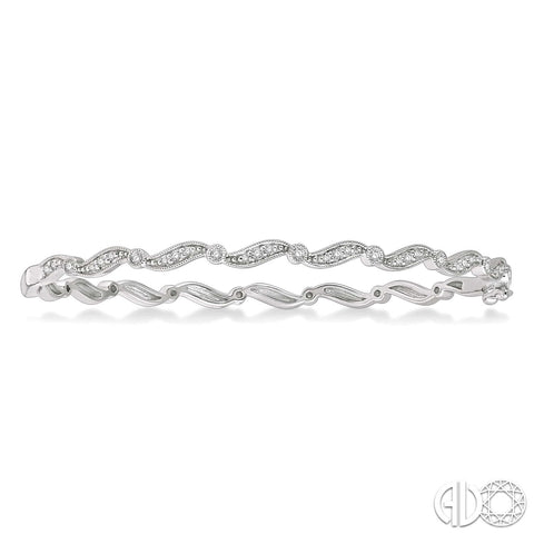 14k White Gold Diamond Bangle