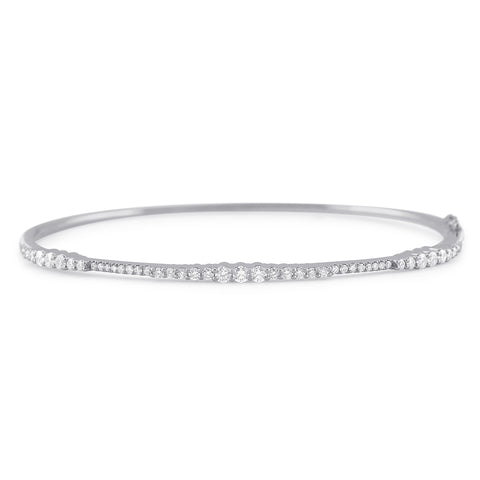 14k White Gold Diamond Bangle