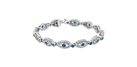 10k White Gold Diamond and Sapphire Antique Style Bracelet