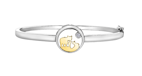 14k Gold Jeanie Bear Canadian Diamond Bangle