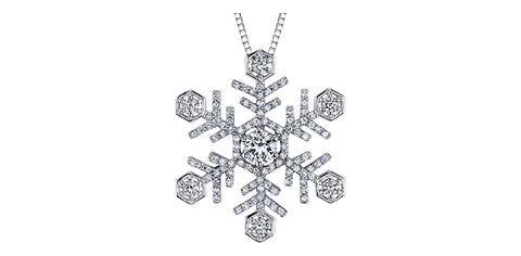 14k White Gold Canadian Diamond Snowflake Pendant