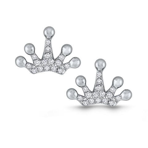 14k Diamond Crown Stud Earrings
