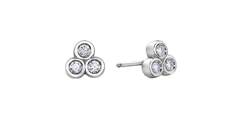 10k Diamond Cluster Stud Earrings