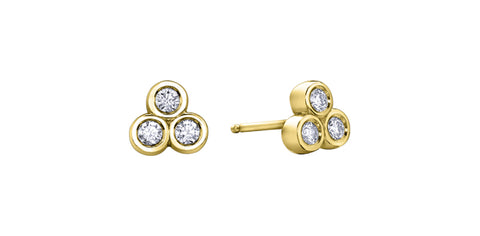 10k Diamond Cluster Stud Earrings