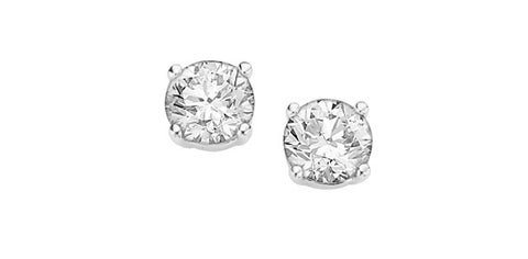 14k White Gold Canadian Diamond Solitaire Stud Earrings