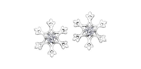 14k Canadian Diamond Snowflake Earrings