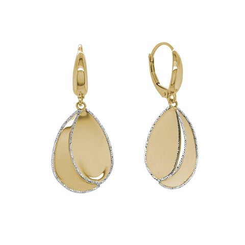 14k Split Teardrop Leverback Earrings