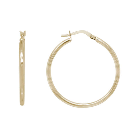 14k Gold High Polish Hoop Earrings