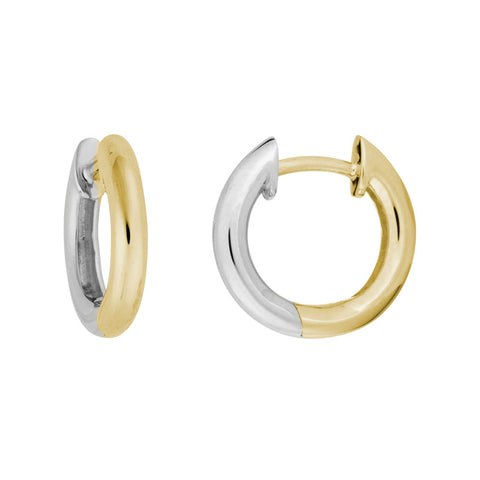 14k Gold Two-Tone Small Huggie Earrings