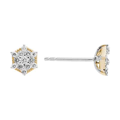 14k Gold Diamond Cluster Earrings