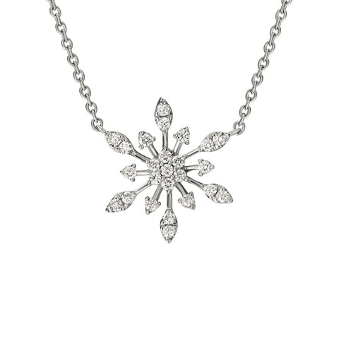 14k Stationary Diamond Snowflake Necklace