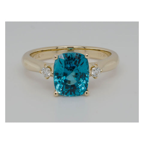 14K Yellow Gold Blue Zircon Dinner Ring