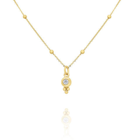 14k Yellow Gold Diamond Bauble Pendant