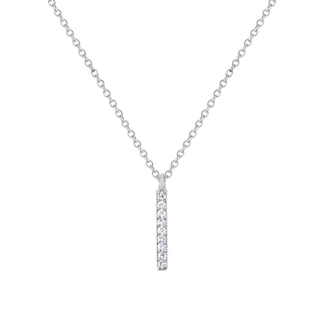 14k white gold diamond bar pendant