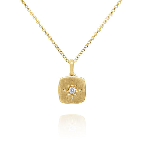 14k yellow gold diamond starburst pendant