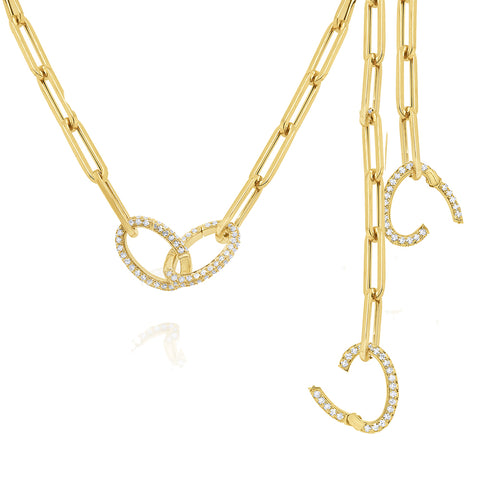 14k Two-Tone Diamond Paperclip Necklace