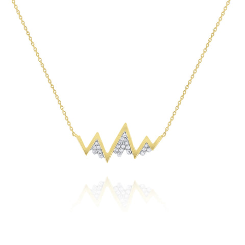 14k Yellow Gold Diamond Snow Capped Mountain Pendant