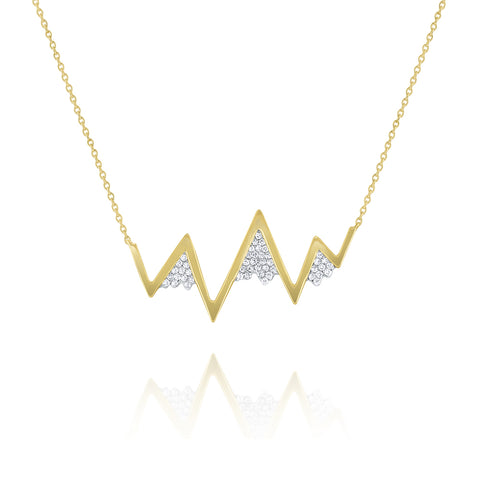 14k Yellow Gold Diamond Snow Capped Mountain Pendant