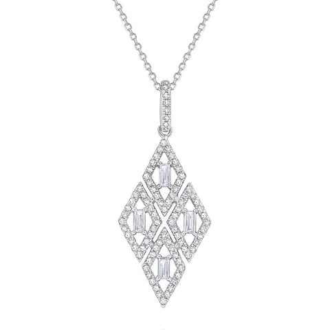 14k White Gold Diamond Marquise Pendant