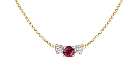 14k Yellow Gold Ruby and Canadian Diamond Pendant