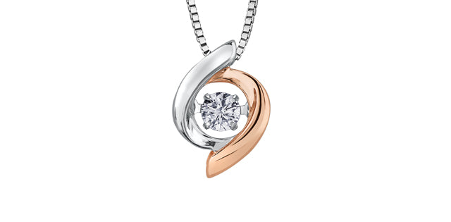 10k Rose & White Gold Canadian Diamond Dancing Solitaire Pendant | 0.10ct | Whistler Keepsake