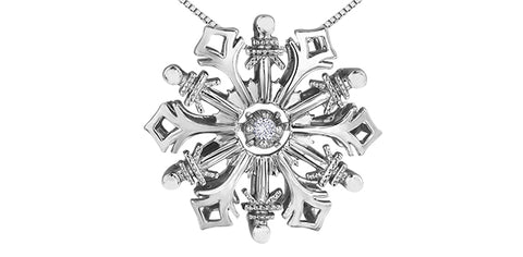 Sterling Silver 'Dancing' Diamond Snowflake Pendant