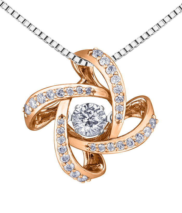 14k Rose Gold Canadian Diamond Celtic Knot Dancing Pendant | 0.45cttw | Whistler Keepsake