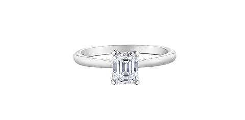 18k Gold Canadian Emerald Cut Diamond Engagement Ring