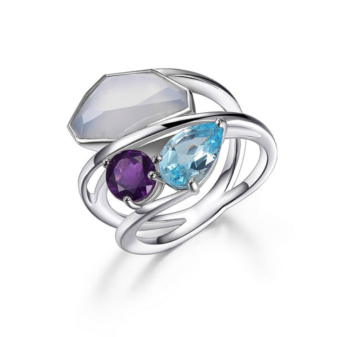 Elle - Sterling Silver Purple "Bouquet" Ring