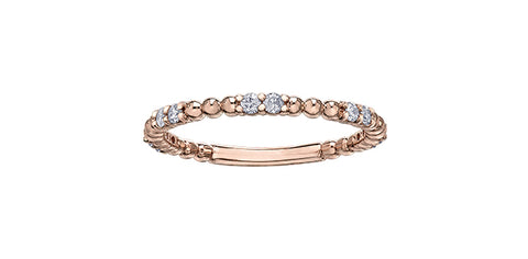 10k Diamond Beaded Stacker Ring