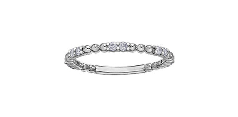 10k Diamond Beaded Stacker Ring