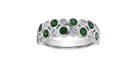 14k Emerald and Diamond Bubble Ring