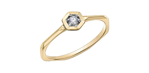 10k Gold and Diamond Honeycomb Stacker Ring