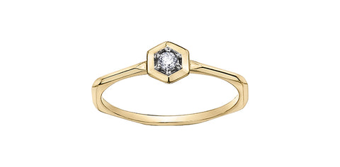 10k Gold and Diamond Honeycomb Stacker Ring