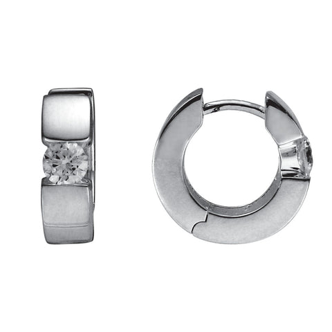 Sterling Silver Cubic Zirconia huggie Earrings