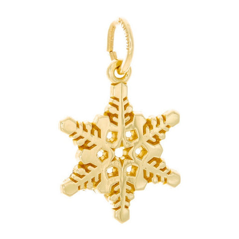 10k Yellow Gold Detailed Snowflake Charm