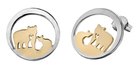 14k Canadian Gold Jeanie Bear Stud Earrings